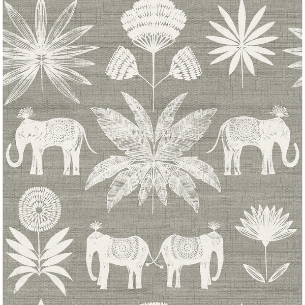 Manhattan Comfort Marseille Bazaar Grey Elephant Oasis 33 ft L X 205 in W Wallpaper BR4014-26437 - main